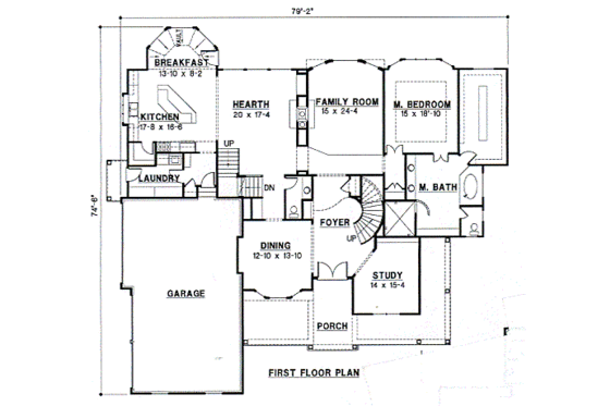Floor Plan - Main Floor for Traditional House Plan #67-461 - 4 bed, 3.5 bath