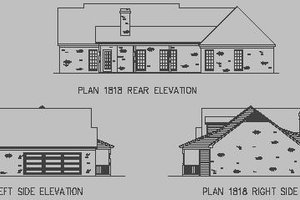 Exterior - Rear Elevation for Country House Plan #16-154 - 3 bed, 2 bath