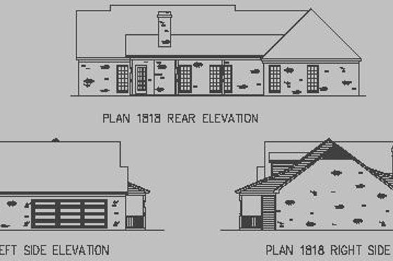 Exterior - Rear Elevation for Country House Plan #16-154 - 3 bed, 2 bath