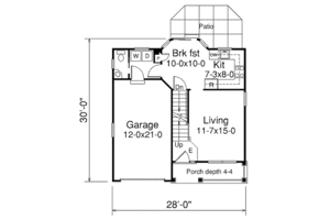 Floor Plan - Main Floor for Traditional House Plan #57-353 - 2 bed, 2.5 bath