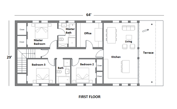Contemporary Floor Plan - Upper Floor Plan #542-21
