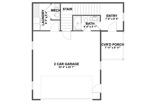 Architectural House Design - Floor Plan - Main Floor for Mediterranean House Plan #1060-494 - 1 bed, 2 bath