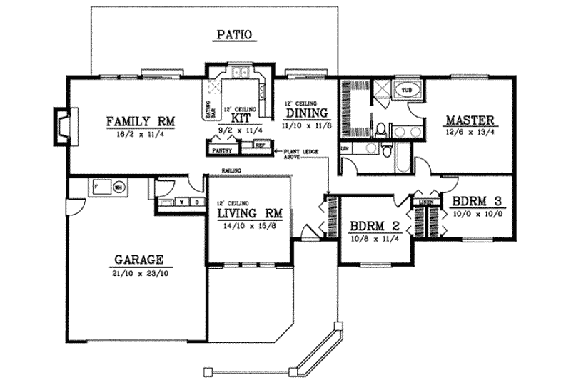 Dream House Plan - Floor Plan - Main Floor for Traditional House Plan #92-108 - 3 bed, 2 bath