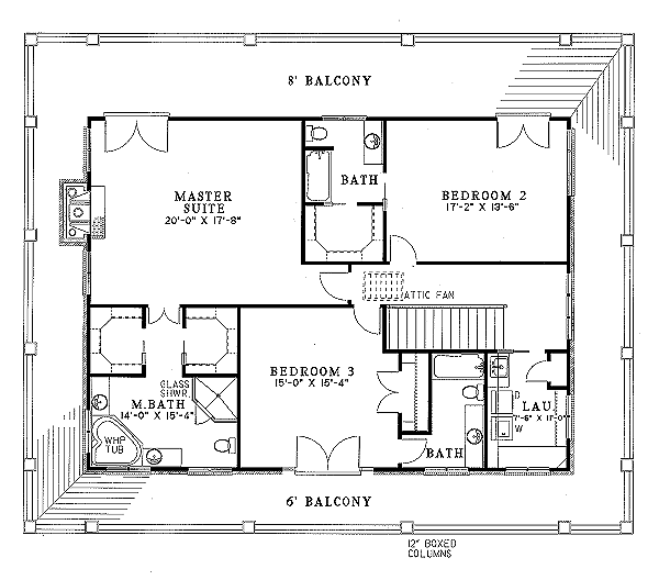 House Plan Design - Southern Floor Plan - Upper Floor Plan #17-2053