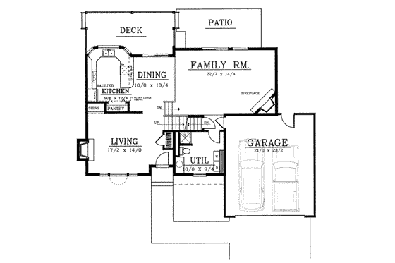 Floor Plan - Main Floor for Traditional House Plan #100-201 - 3 bed, 3 bath