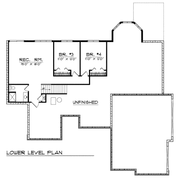 House Blueprint - Traditional Floor Plan - Lower Floor Plan #70-342