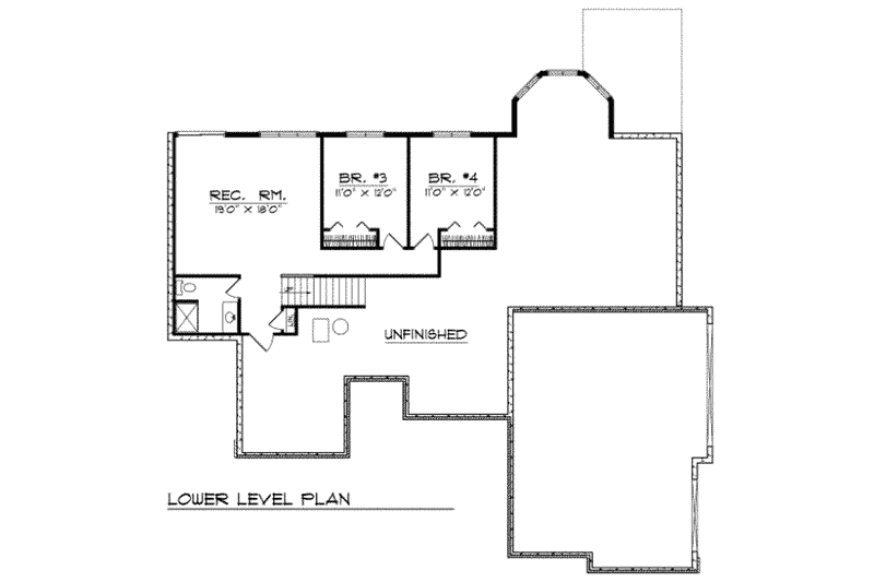 Dream House Plan - Floor Plan - Lower Floor for Traditional House Plan #70-342 - 2 bed, 2 bath