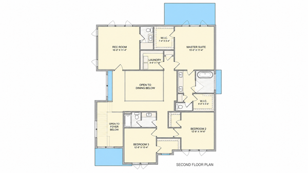 Architectural House Design - Floor Plan - Upper Floor for Contemporary House Plan #1128-1 - 4 bed, 4.5 bath