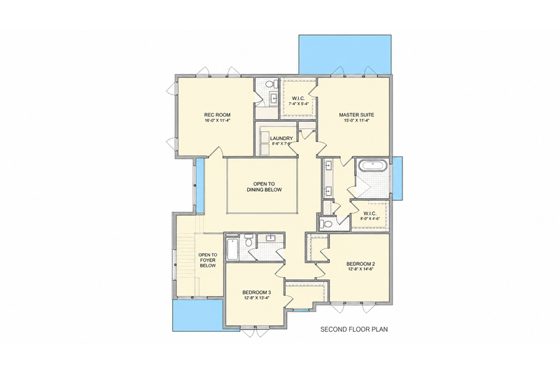Architectural House Design - Floor Plan - Upper Floor for Contemporary House Plan #1128-1 - 4 bed, 4.5 bath