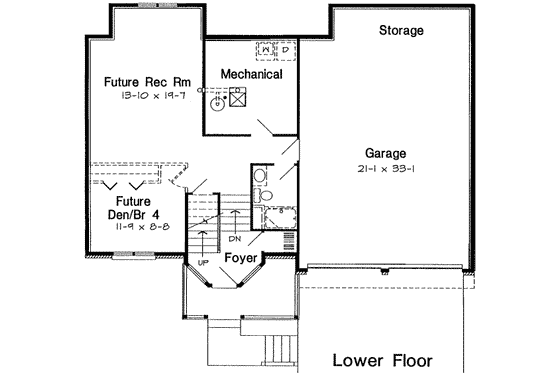 Floor Plan - Lower Floor for Traditional House Plan #312-130 - 4 bed, 2 bath