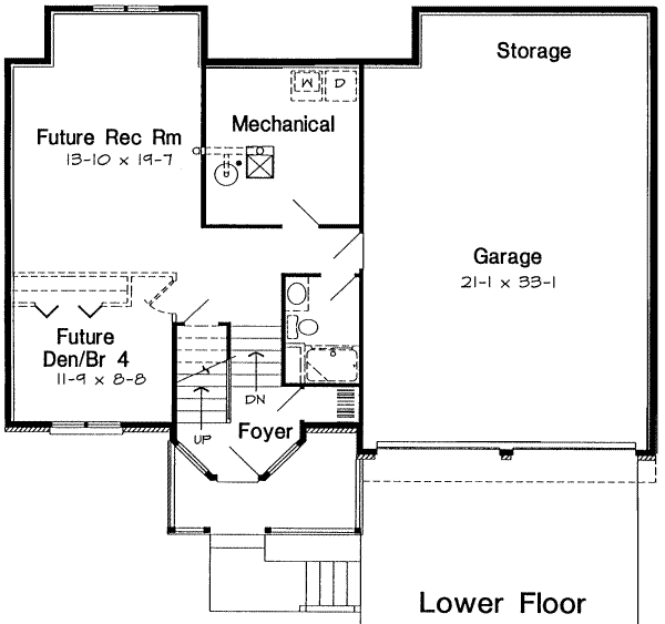 Traditional Floor Plan - Lower Floor Plan #312-130
