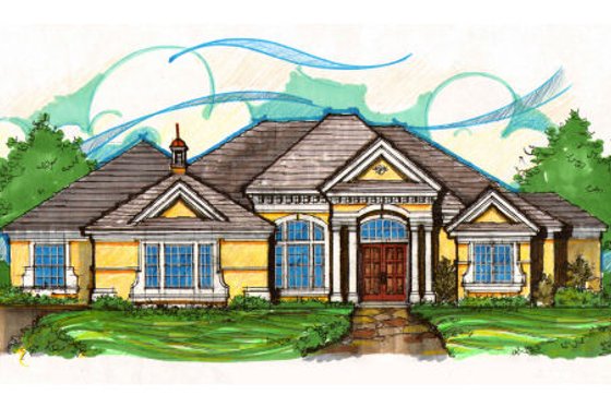 Exterior - Front Elevation for Classical House Plan #135-190 - 4 bed, 5.5 bath