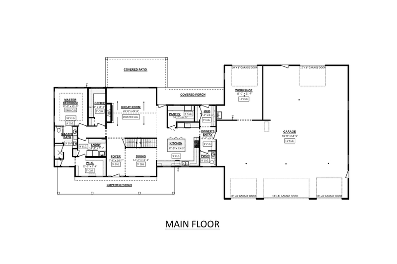 House Blueprint - Floor Plan - Main Floor for Farmhouse House Plan #1089-46 - 3 bed, 2.5 bath