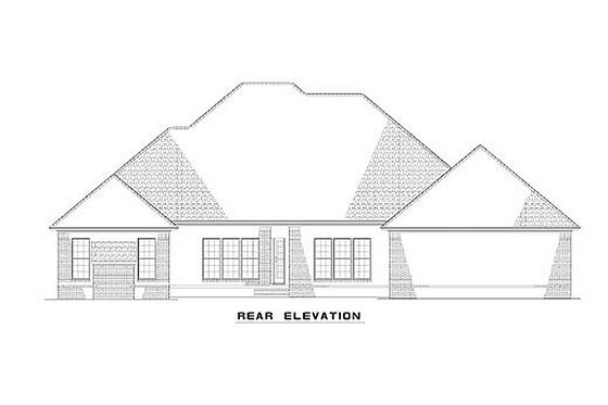 Exterior - Rear Elevation for Classical House Plan #17-1153 - 4 bed, 3 bath