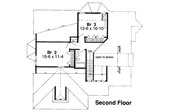 Floor Plan - Upper Floor for Traditional House Plan #312-325 - 3 bed, 2.5 bath