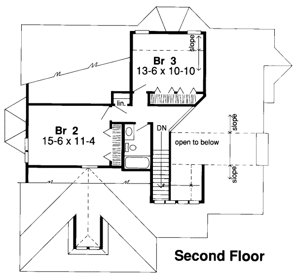 Floor Plan - Upper Floor for Traditional House Plan #312-325 - 3 bed, 2.5 bath
