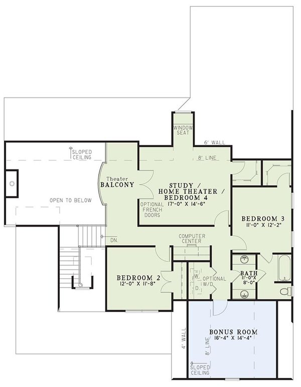 Country Floor Plan - Upper Floor Plan #17-2269