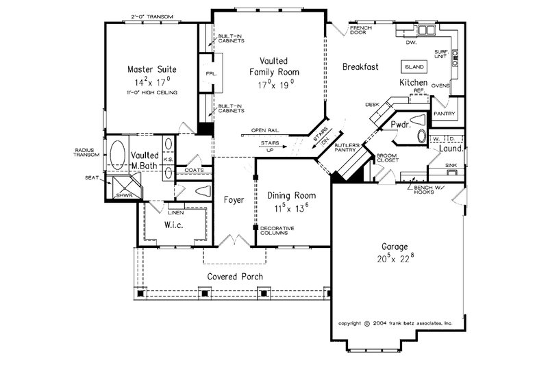 House Design - Floor Plan - Main Floor for Craftsman House Plan #927-4 - 4 bed, 3.5 bath