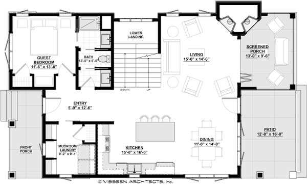 House Blueprint - Floor Plan - Main Floor for Farmhouse House Plan #928-452 - 5 bed, 3 bath