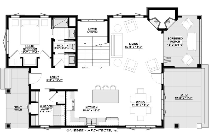 House Blueprint - Floor Plan - Main Floor for Farmhouse House Plan #928-452 - 5 bed, 3 bath