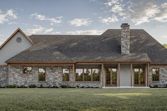 Exterior - Rear Elevation for Farmhouse House Plan #21-538 - 3 bed, 2 bath