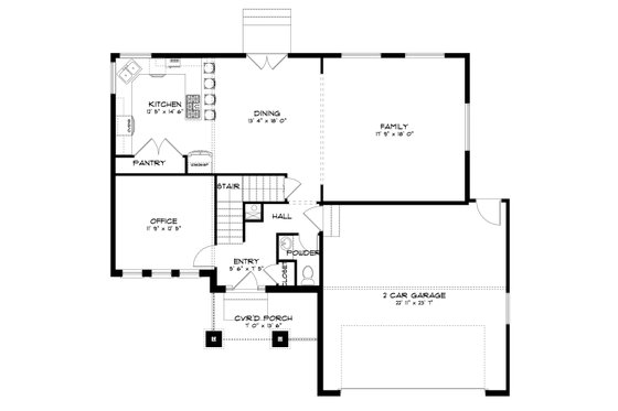 Floor Plan - Main Floor for Traditional House Plan #1060-49 - 3 bed, 2.5 bath