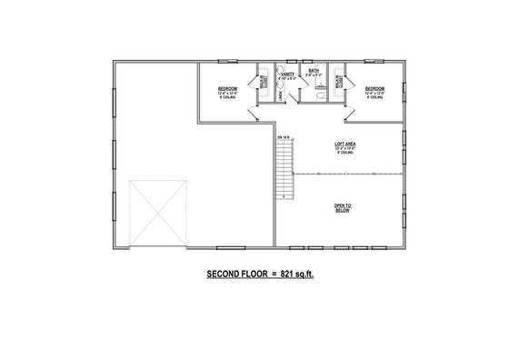 Floor Plan - Upper Floor for Barndominium House Plan #1084-12 - 3 bed, 2.5 bath