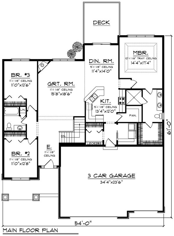 Home Plan - Ranch Floor Plan - Main Floor Plan #70-1244