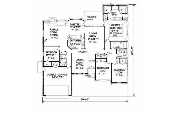 Floor Plan - Main Floor for Traditional House Plan #65-123 - 4 bed, 3 bath