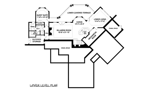 Floor Plan - Lower Floor for Traditional House Plan #413-854 - 4 bed, 3.5 bath