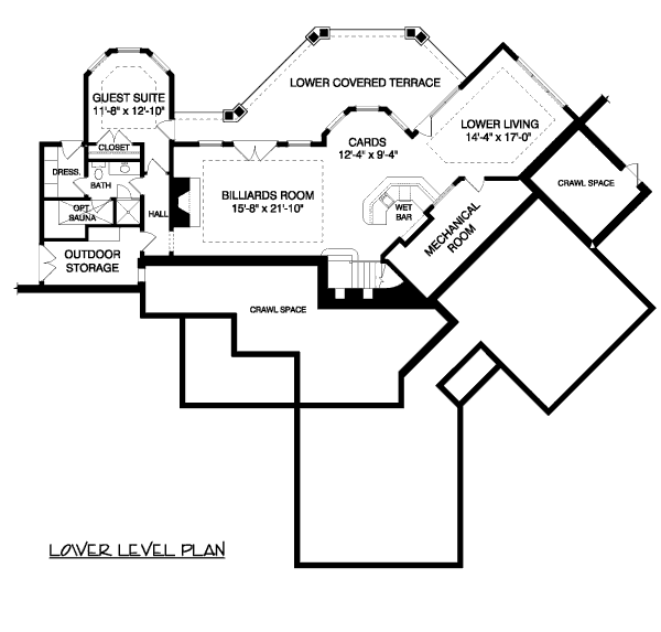 Traditional Floor Plan - Lower Floor Plan #413-854