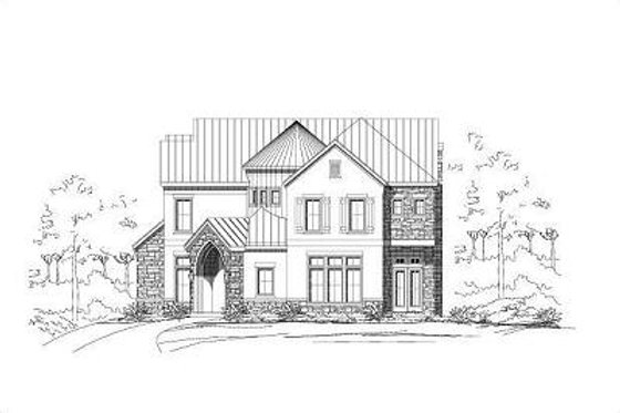 Exterior - Front Elevation for European House Plan #411-388 - 4 bed, 4.5 bath