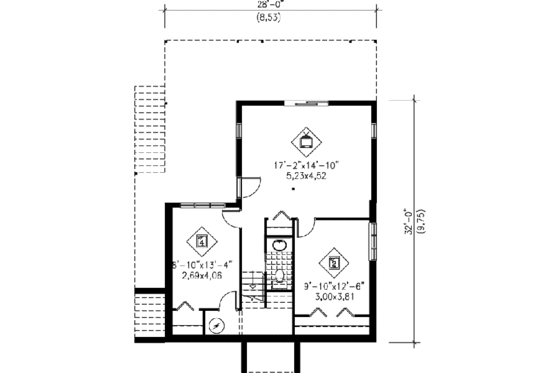 Floor Plan - Lower Floor for Contemporary House Plan #25-3043 - 4 bed, 3 bath