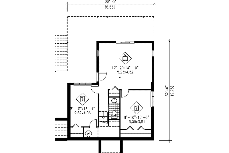 Home Plan - Floor Plan - Lower Floor for Contemporary House Plan #25-3043 - 4 bed, 3 bath