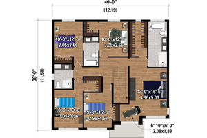 Floor Plan - Upper Floor for Contemporary House Plan #25-4885 - 5 bed, 3.5 bath