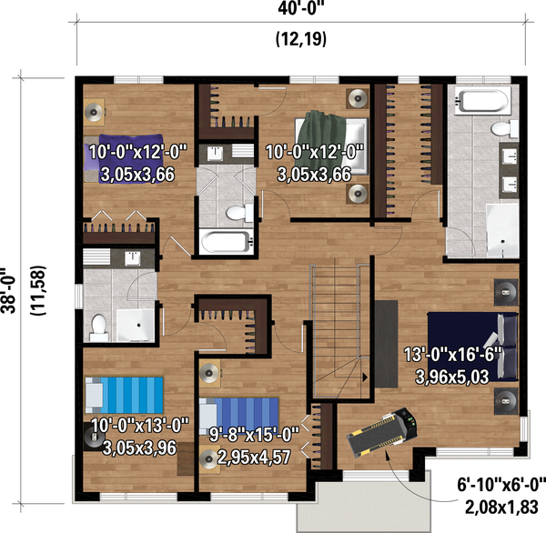 Contemporary Floor Plan - Upper Floor Plan #25-4885