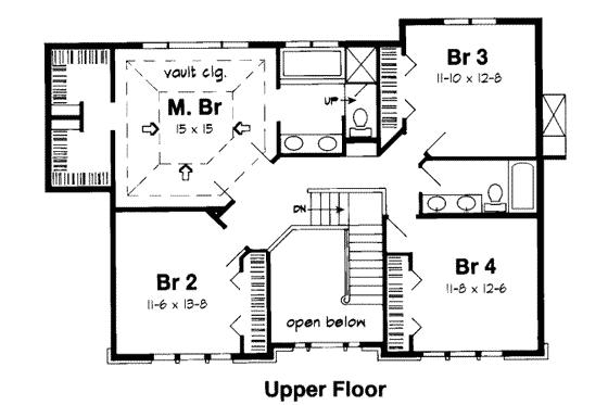 Floor Plan - Upper Floor for Traditional House Plan #312-388 - 4 bed, 2.5 bath