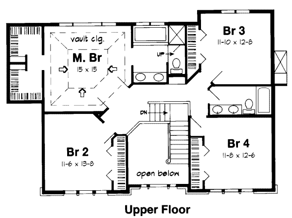 Traditional Floor Plan - Upper Floor Plan #312-388