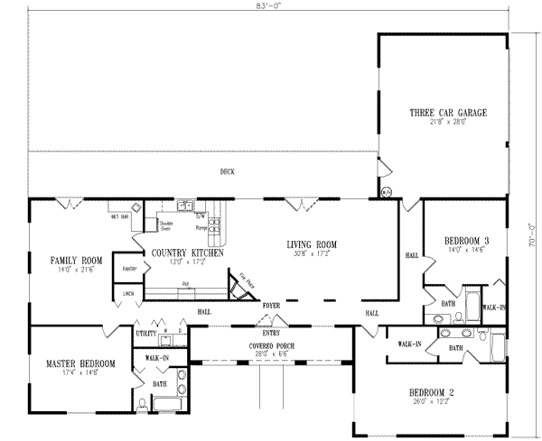 Home Plan - Adobe / Southwestern Floor Plan - Main Floor Plan #1-685