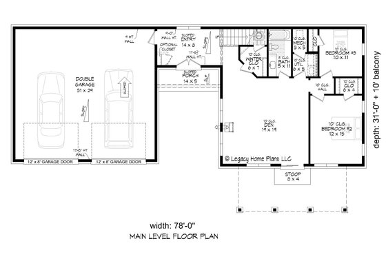 Floor Plan - Main Floor for Contemporary House Plan #932-904 - 3 bed, 2 bath