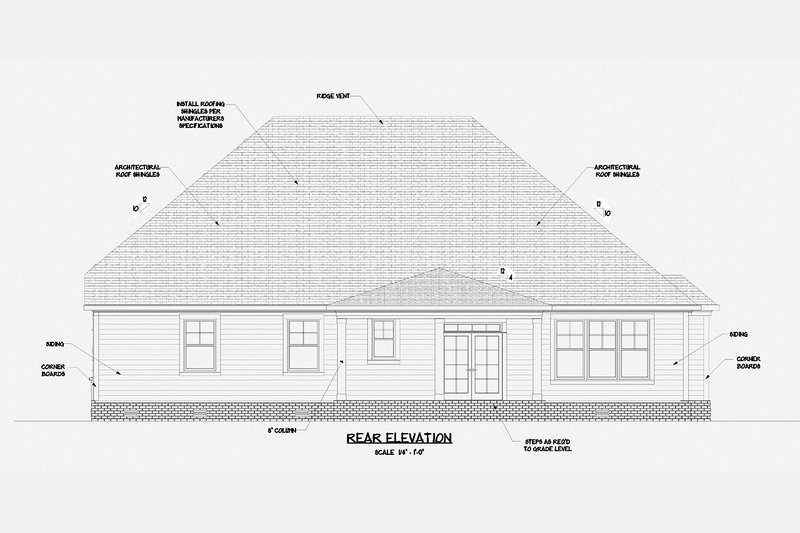 Dream House Plan - Exterior - Rear Elevation for Ranch House Plan #1071-14 - 3 bed, 2.5 bath