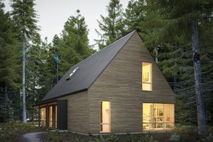 Cabin Exterior - Front Elevation Plan #1114-38