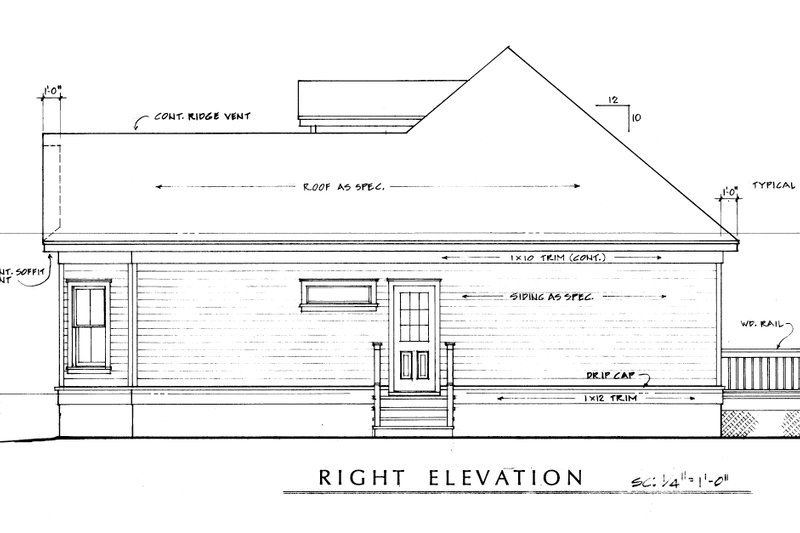 Architectural House Design - Exterior - Other Elevation 1 for Farmhouse House Plan #140-133 - 2 bed, 2 bath