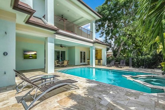 Exterior - Rear Elevation for Beach House Plan #548-20 - 4 bed, 4.5 bath