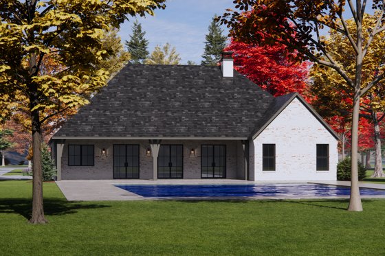 Exterior - Rear Elevation for European House Plan #1096-82 - 4 bed, 2 bath