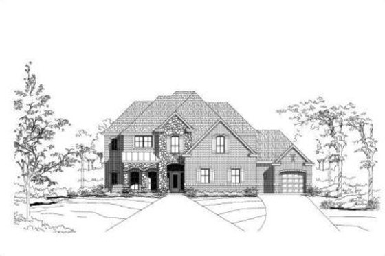 Exterior - Front Elevation for European House Plan #411-208 - 5 bed, 4 bath