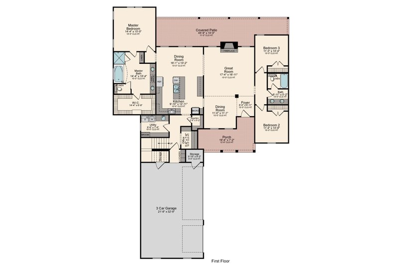Dream House Plan - Floor Plan - Main Floor for Traditional House Plan #1081-14 - 4 bed, 3 bath