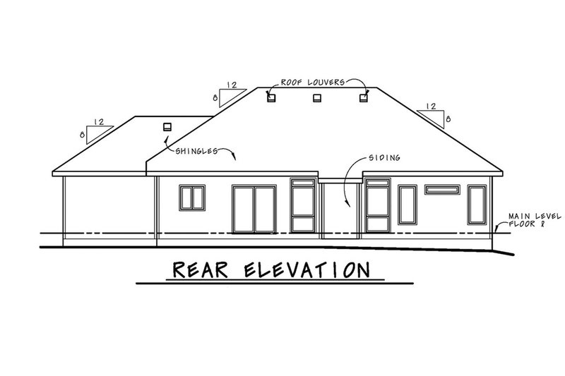 Dream House Plan - Exterior - Rear Elevation for Ranch House Plan #20-2296 - 3 bed, 2 bath
