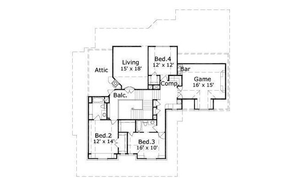 Floor Plan - Upper Floor for Traditional House Plan #411-530 - 4 bed, 3.5 bath