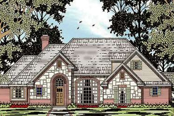 Exterior - Front Elevation for Traditional House Plan #42-264 - 4 bed, 2 bath